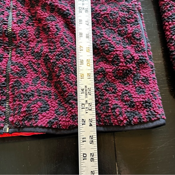PINK medium Retro Fleece Leopard Print Pink and Black Zip Up Sweater Sweatshirt - Picture 3 of 10
